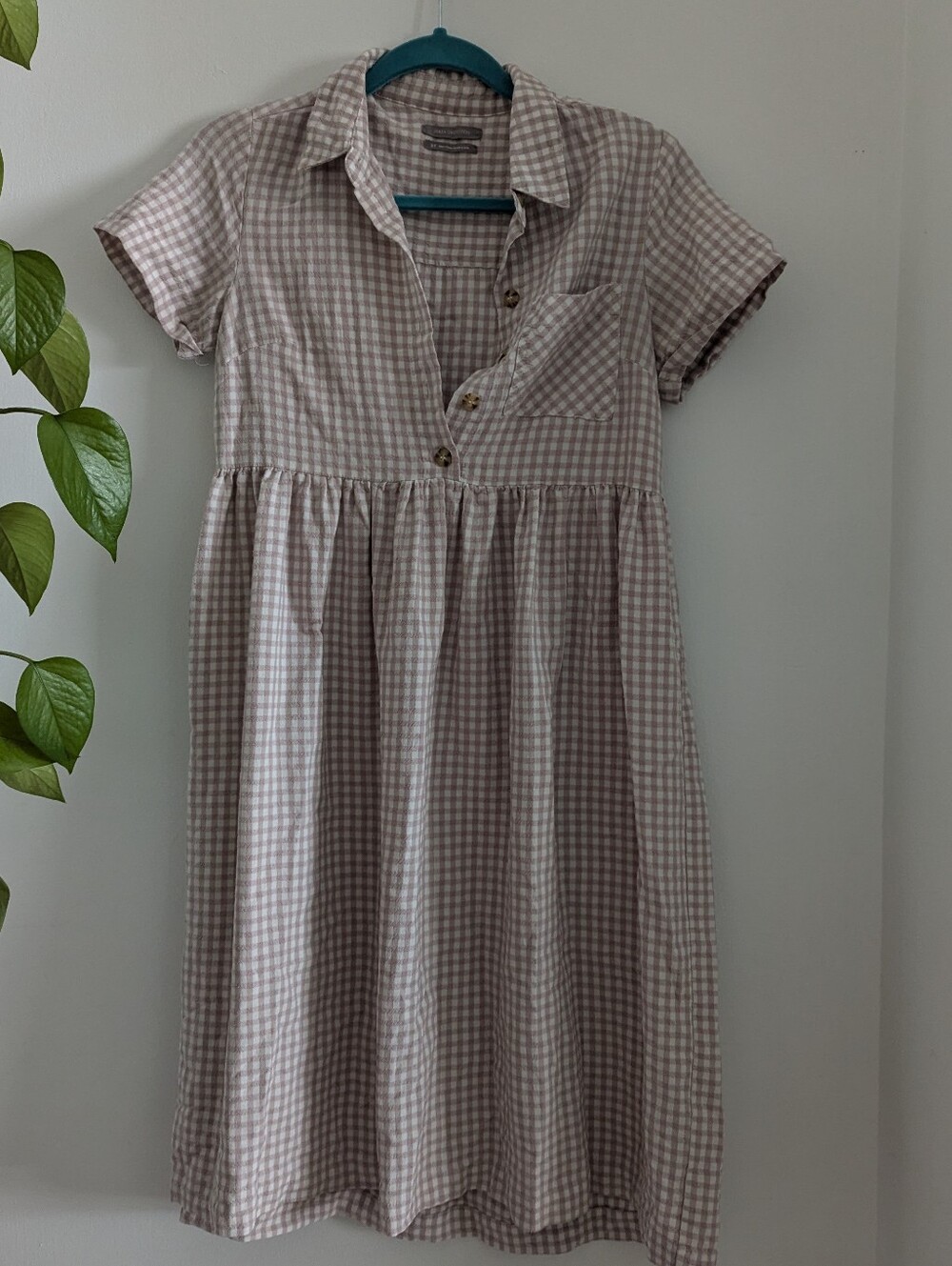 Gingham Babydoll Shirt Dress